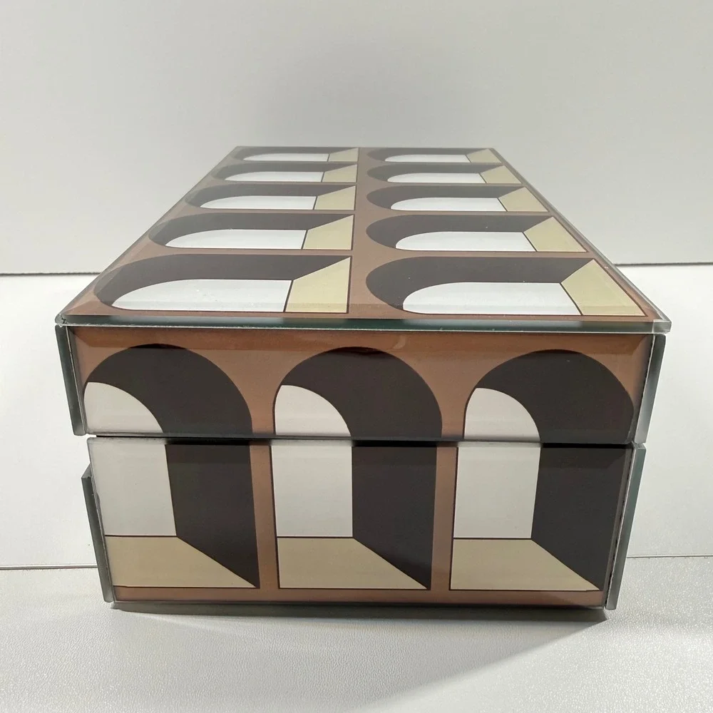 Richmond Interiors Vaya Small Storage Box Glass Jewelry Geometric Arch Arcade 8